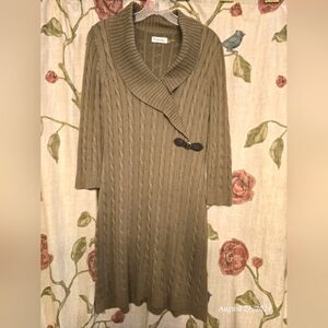 Calvin Klien sweater dress, Women's size LG Large, olive green